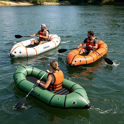 HIKULA lightweight TPU packraft, inflatable kayak for adults/kids, compact, durable, rapid inflate