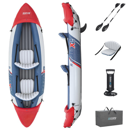 Bestway Hydro-Force Rapid X2 inflatable 2-person kayak, paddles, pump, removable fins
