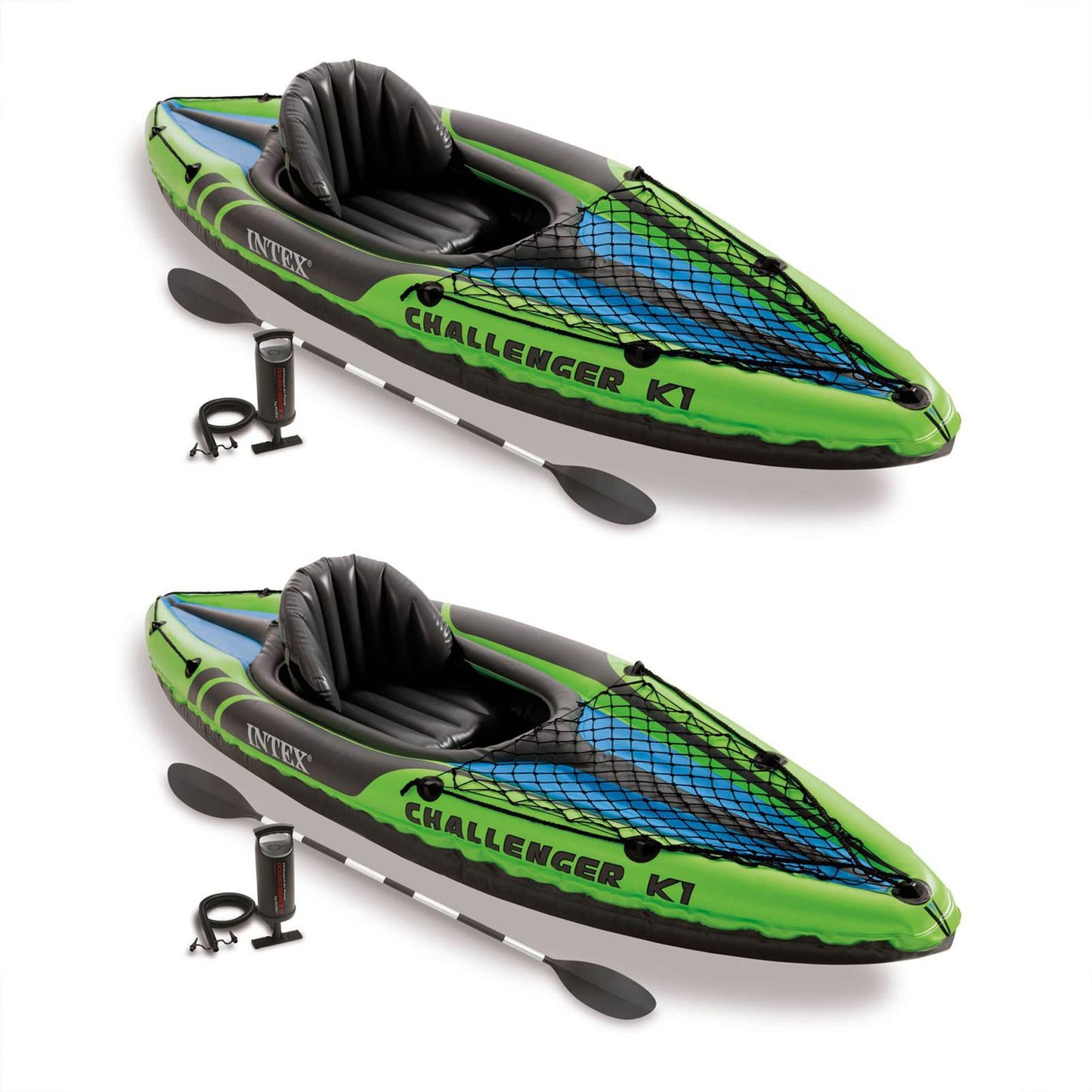 Intex Challenger K1 sporty inflatable kayak, 1-person, seat, oar, pump, repair kit