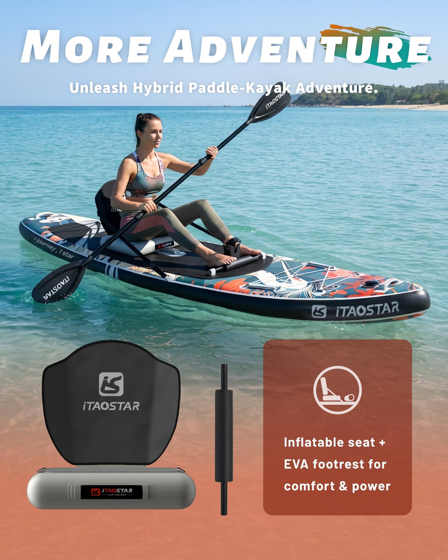 iTAOSTAR N01AP 11'6" inflatable SUP with seat, stable yoga/surf/fishing board kit