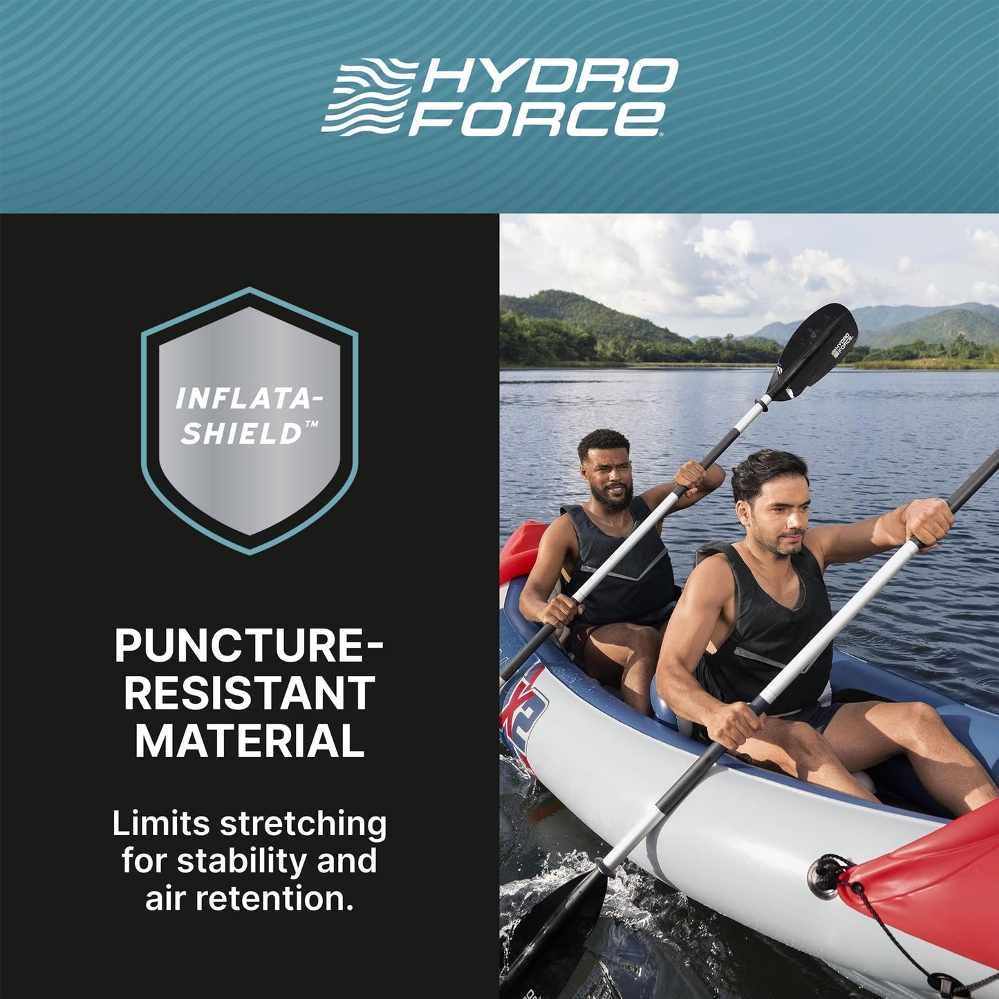 Bestway Hydro-Force Rapid X2 inflatable 2-person kayak, paddles, pump, removable fins