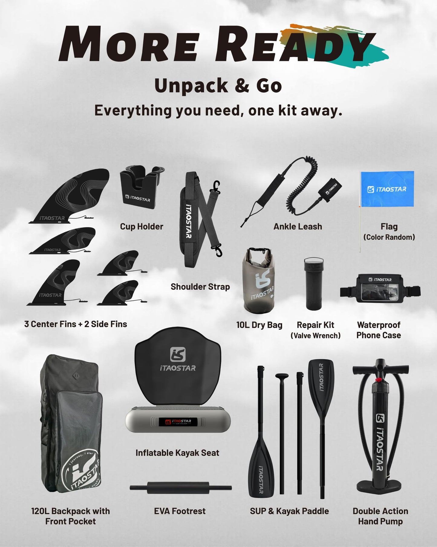 iTAOSTAR N01AP 11'6" inflatable SUP with seat, stable yoga/surf/fishing board kit