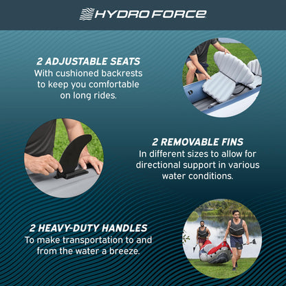 Bestway Hydro-Force Rapid X2 inflatable 2-person kayak, paddles, pump, removable fins