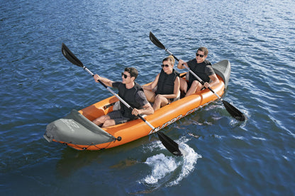 Bestway Hydro-Force Rapid X3 inflatable kayak set, 3-person, paddles, pump, fins, carry bag