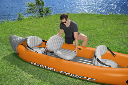 Bestway Hydro-Force Rapid X3 inflatable kayak set, 3-person, paddles, pump, fins, carry bag