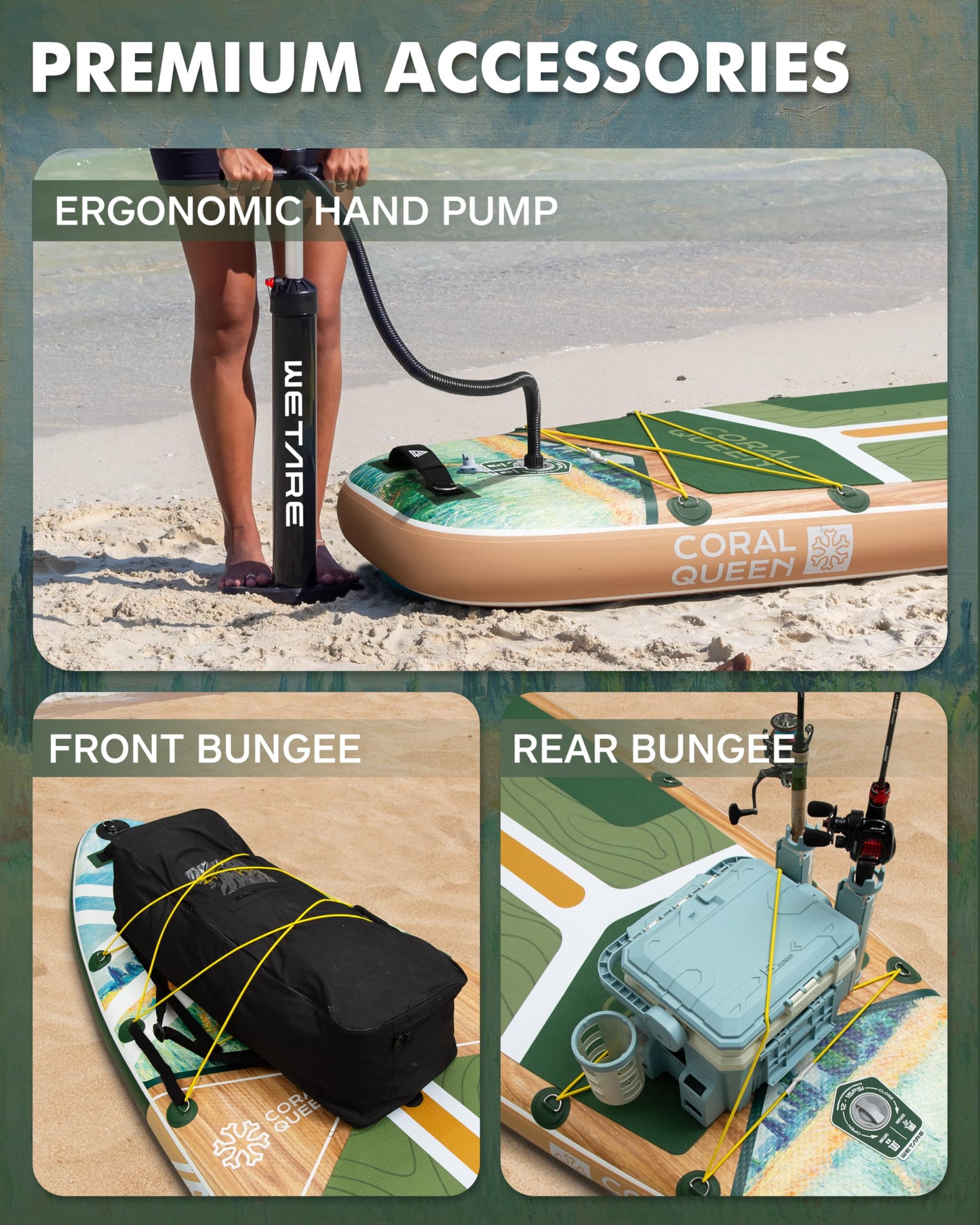 WETARE 11'6"x35" inflatable paddle board, 450lb capacity, extra wide, stable SUP